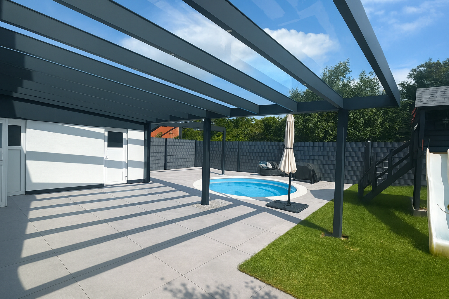 Terrassenüberdachung VSG klar