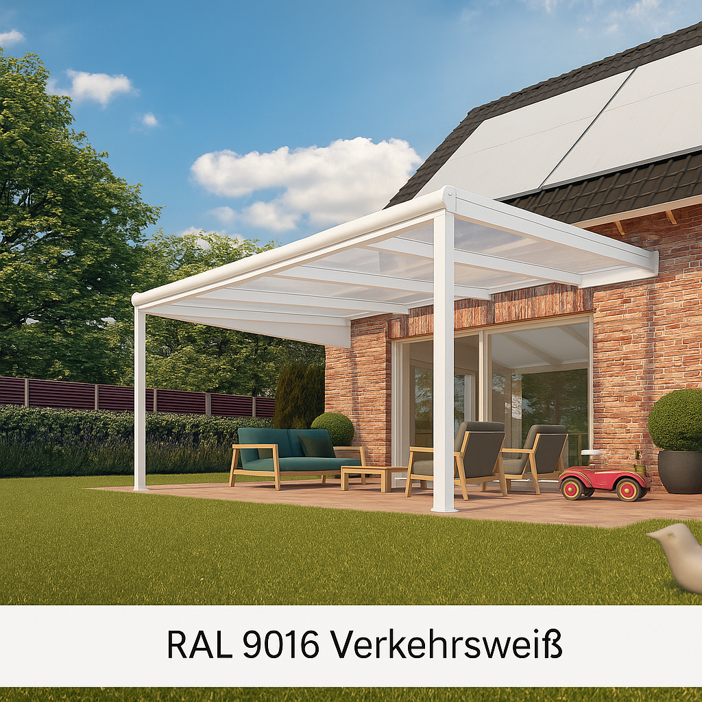 Terrassenüberdachung mit Glas VSG in 6 Meter Breite