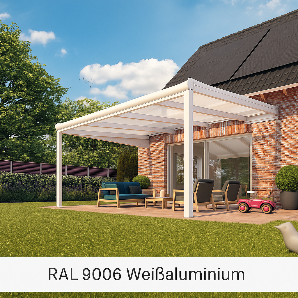 Terrassenüberdachung mit Glas VSG in 6 Meter Breite