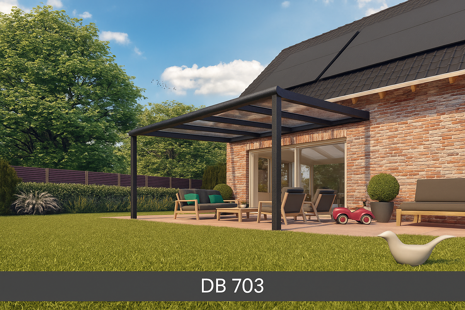 Terrassenüberdachung mit Glas VSG in 6 Meter Breite