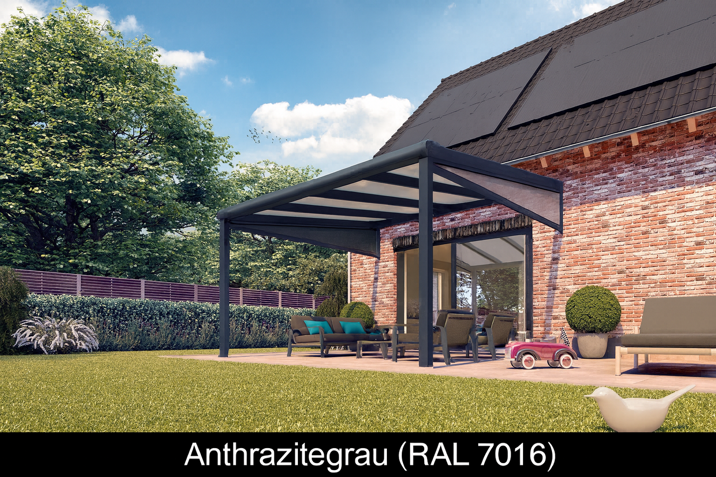 Terrassenüberdachung mit Glas VSG in 5 Meter Breite