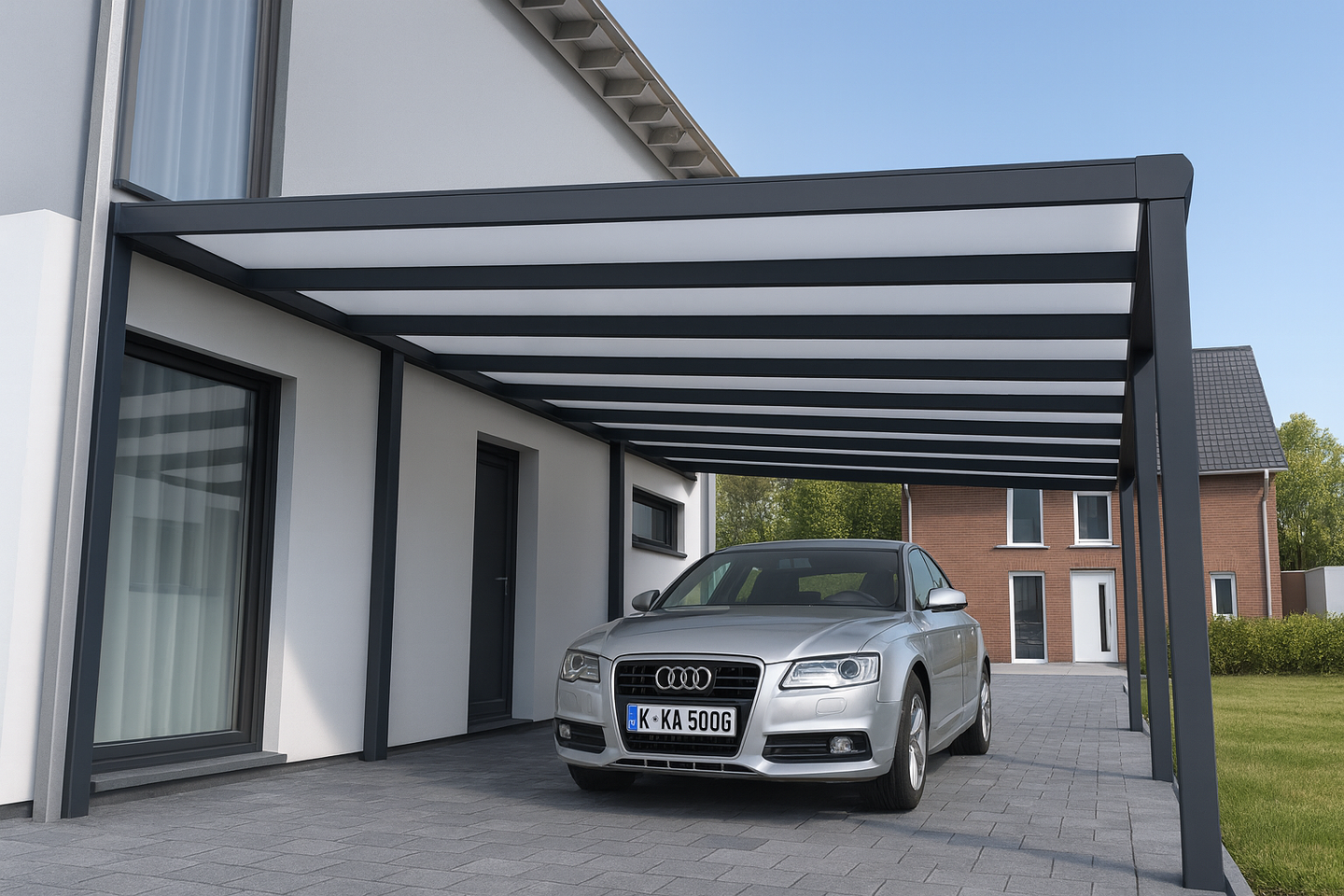 Carport 3 m Breite (Wandmontage)