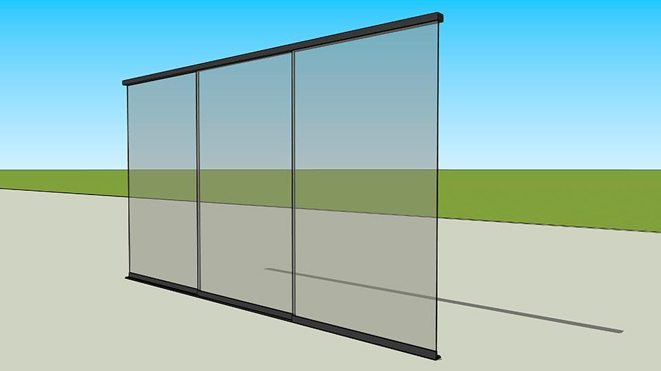 Vollglas-Schiebeanlage 3,00–3,50 m | 3-spurig