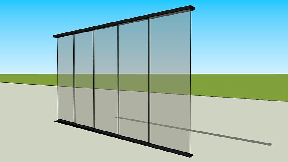 Vollglas-Schiebeanlage 4,10–5,00 m | 5-spurig