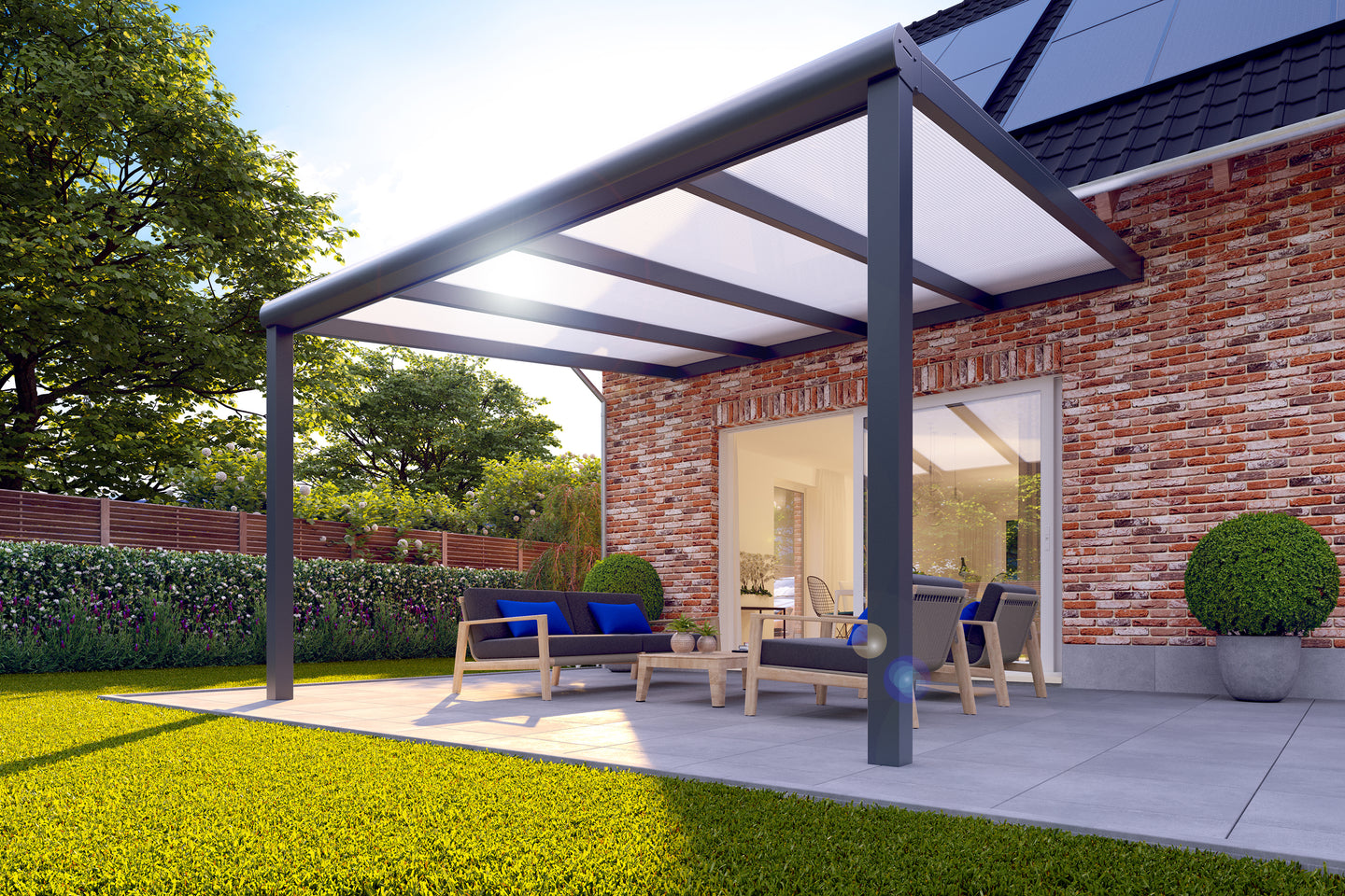 Terrassenüberdachung 7 m – mit Polycarbonat