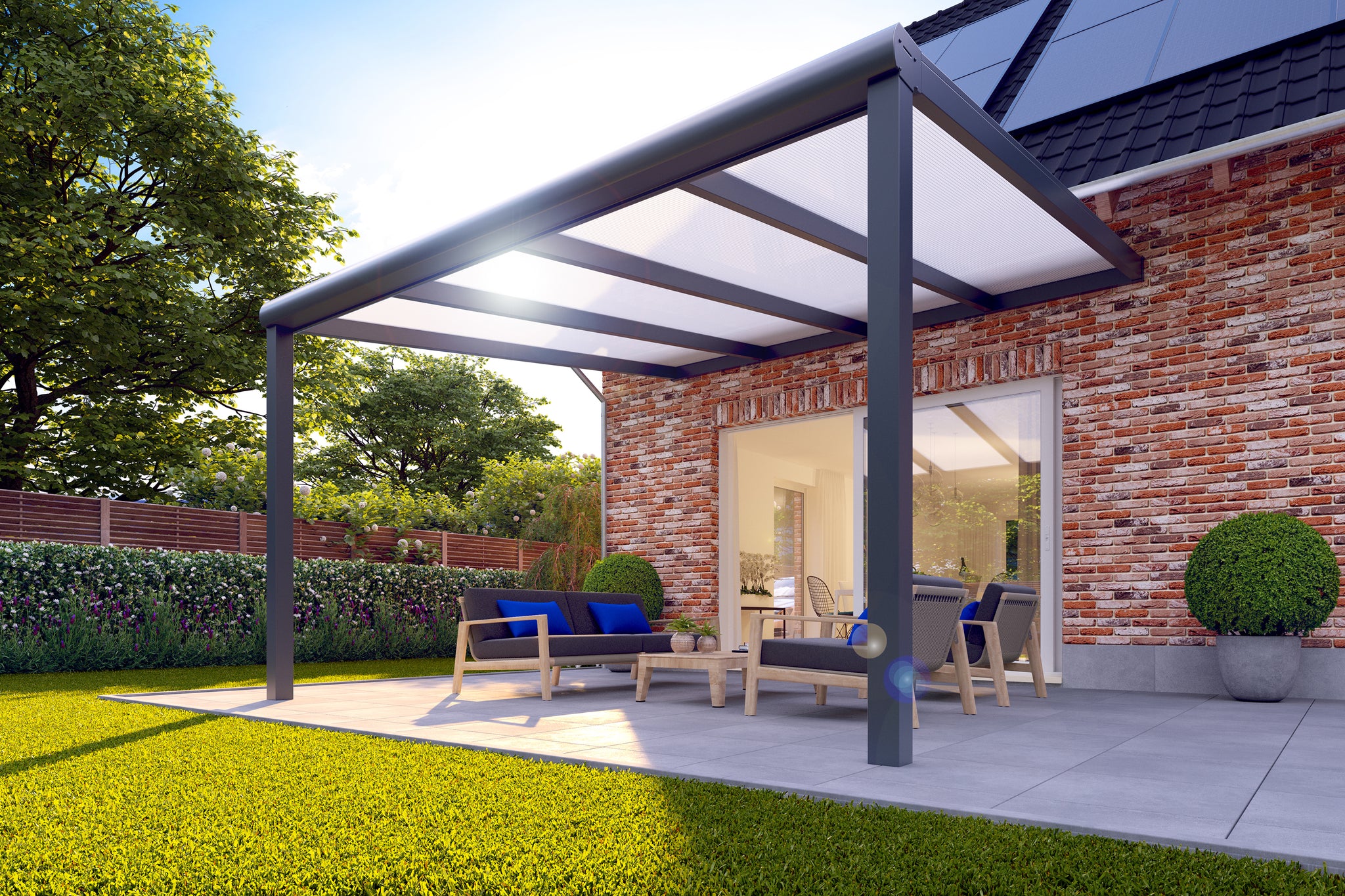 Terrassenüberdachung 5 m – mit Polycarbonat